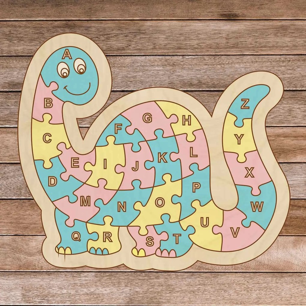 Detské drevené puzzle - Dinosaurus a abeceda A-ZET 26 dielikov | SENTOP H006: 25 x 20 cm 4154-63834 H006