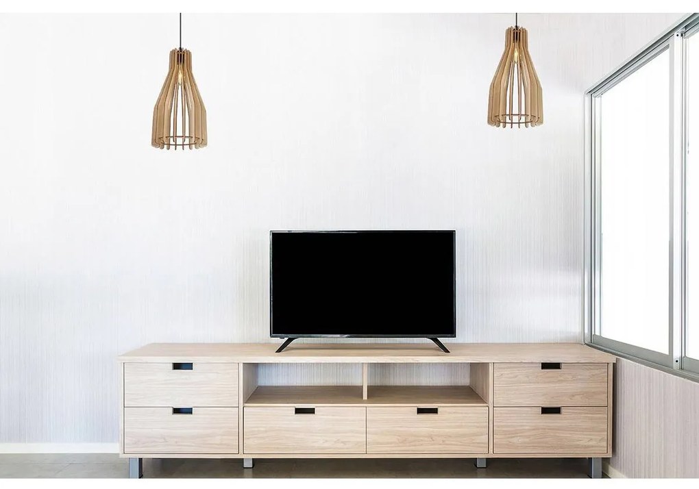 Závesné svietidlo Timber 4, 1x drevené tienidlo, lp
