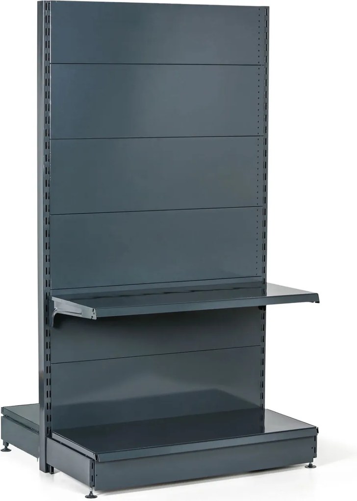Predajný regál obojstranný, plné steny, 1600 x 1000 x 900 mm, prídavný, antracit