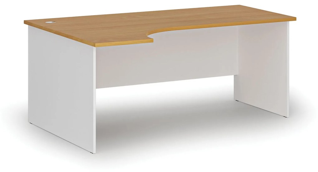Kancelársky rohový pracovný stôl PRIMO WHITE, 1800 x 1200 mm, ľavý, biela/buk