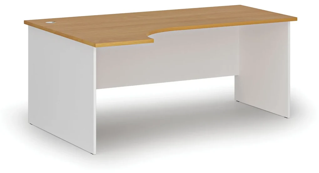 Kancelársky rohový pracovný stôl PRIMO WHITE, 1800 x 1200 mm, ľavý, biela/buk