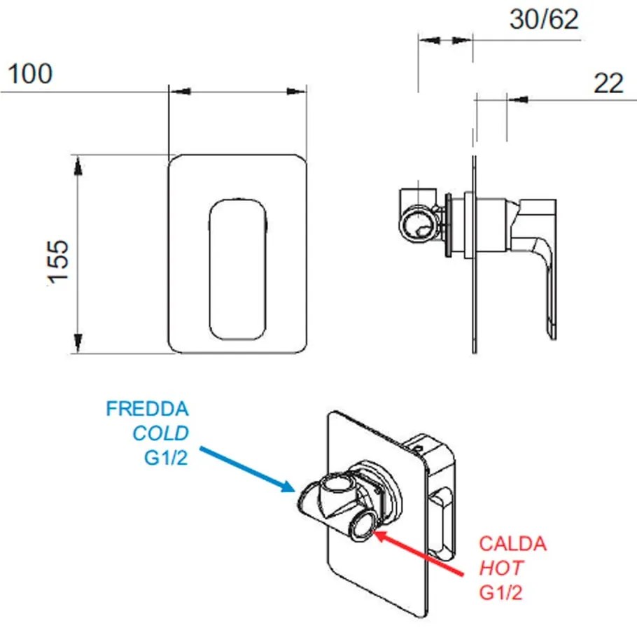 Matne čierna podomietková sprchová batéria (1 výstup) Spy – Sapho