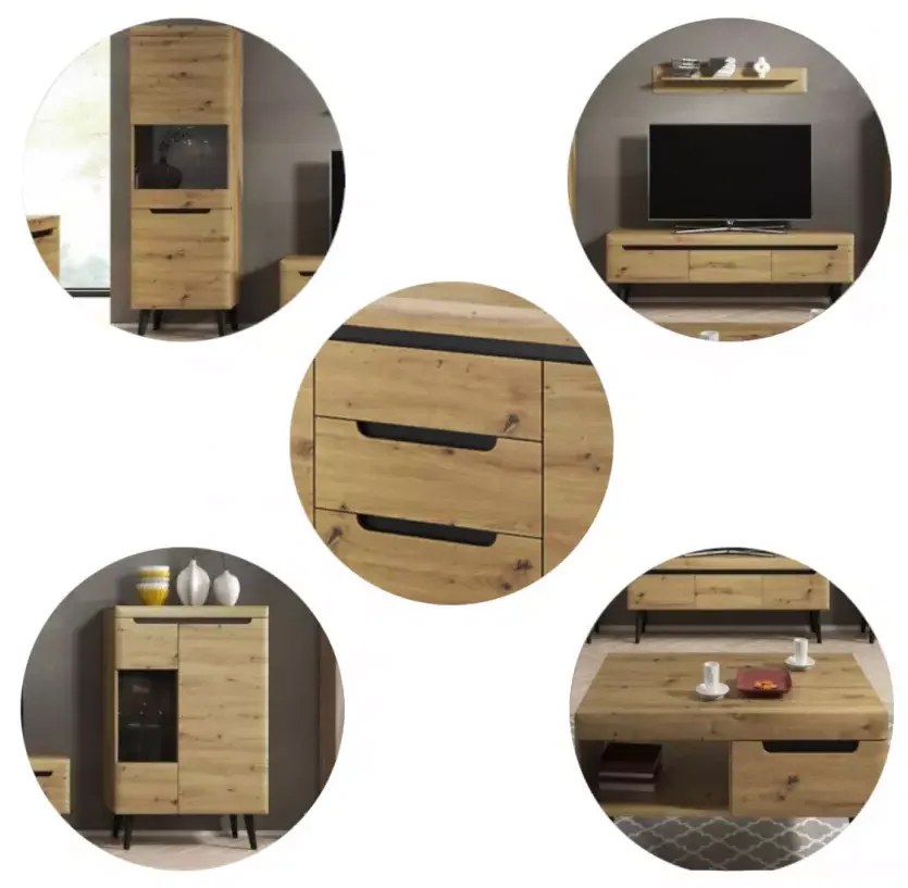 Konferenčný stolík Nordi 107 cm čierny/dub artisan