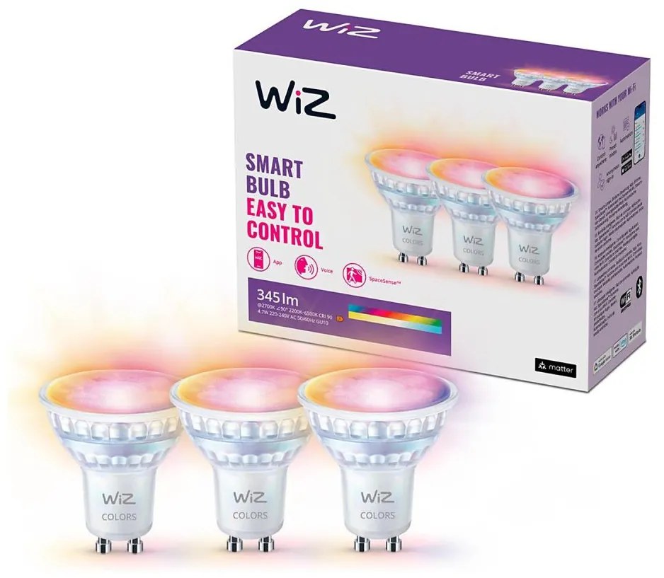 WiZ SADA 3x LED RGBW Stmievateľná žiarovka PAR16 GU10/4,7W/230V 2200-6500K Wi-Fi - WiZ WI0159