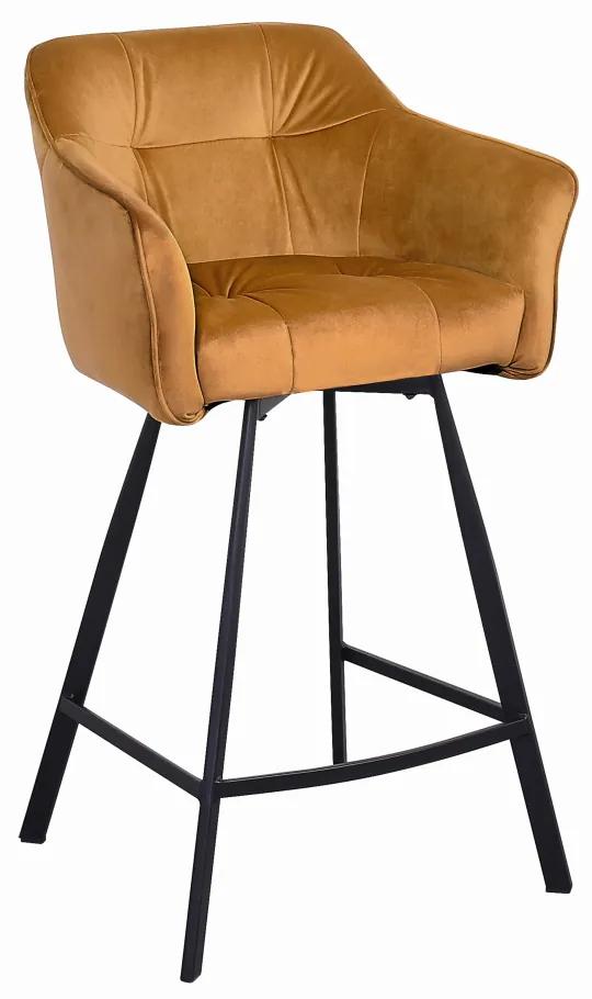 Dizajnová barová stolička s podrúčkami Giuliana 100 cm horčicový zamat