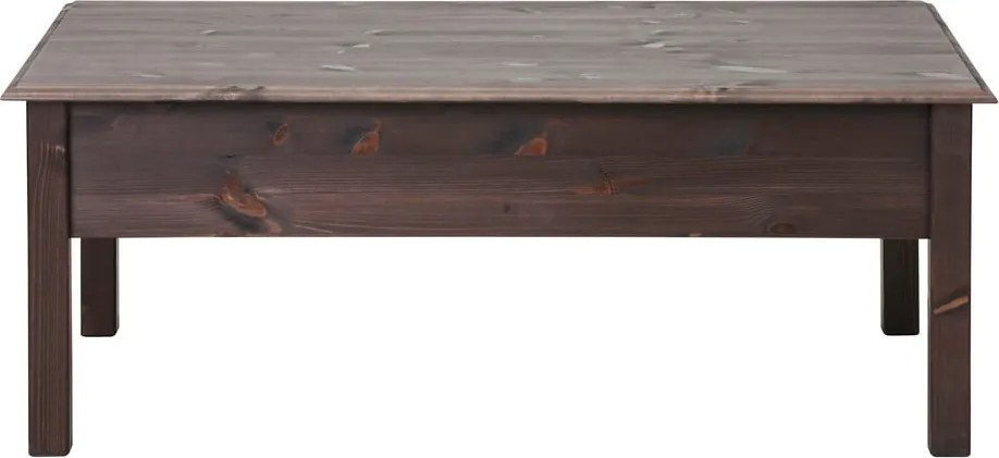 Tmavohnedý konferenčný stolík z masívneho borovicového dreva s 2 zásuvkami Støraa Linda