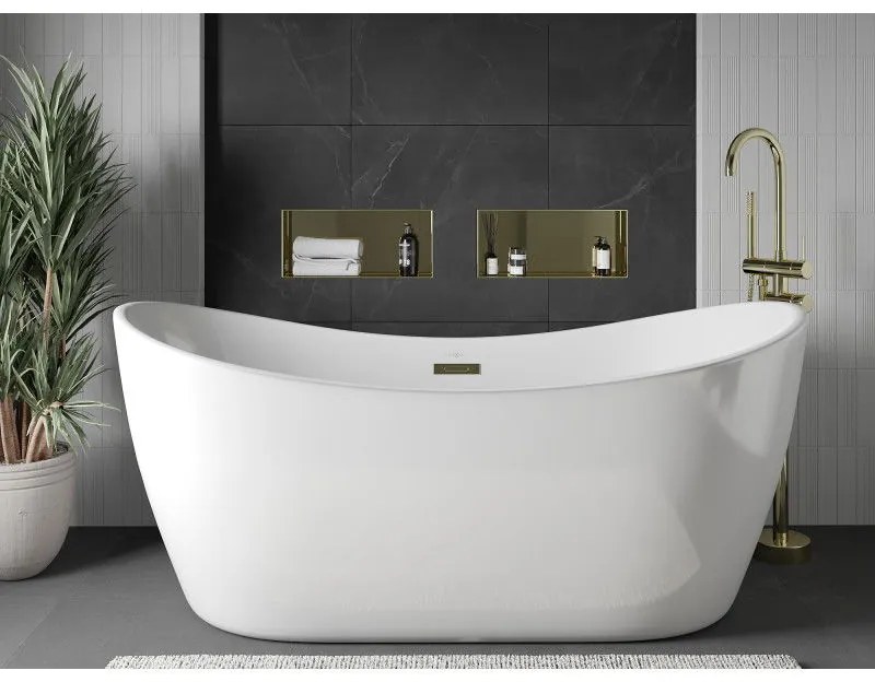 Mexen X-Wall-NR, polička na zapustenie pod obklad bez goliera 45 x 20 cm, zlatá lesklá, 1951452010