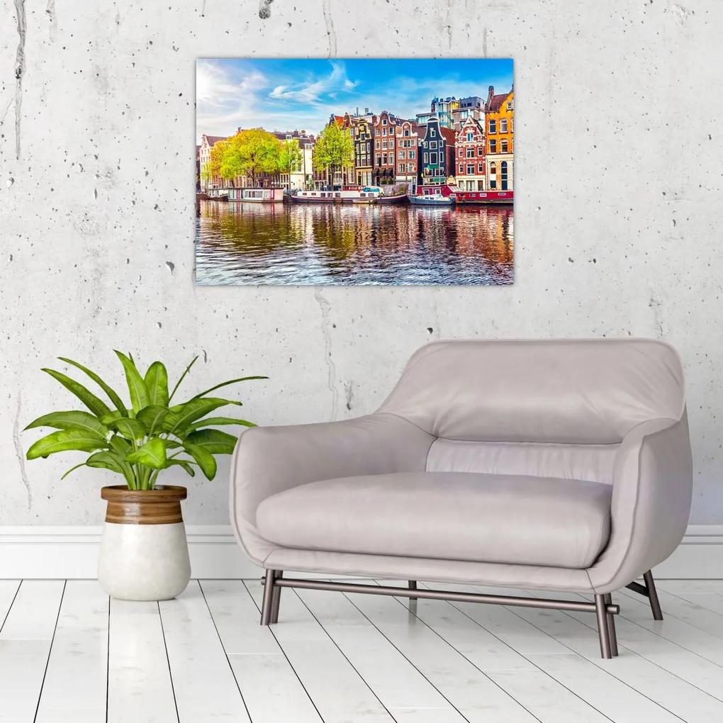 Sklenený obraz - Tancujúce domy, Amsterdam (70x50 cm)