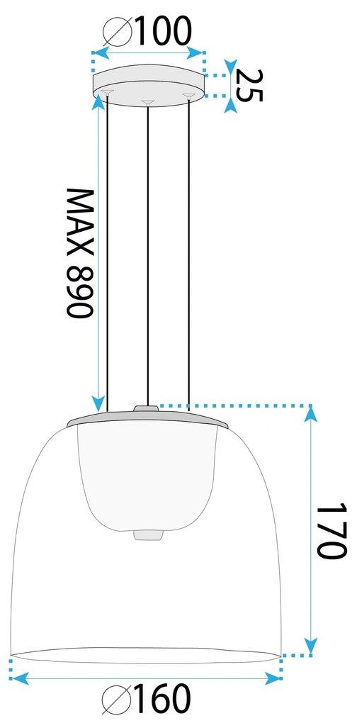 Toolight Toolight, LED závesné svietidlo 7W, 4000K, 1000lm, APP1689-1PC A, zlatá, OSW-04378