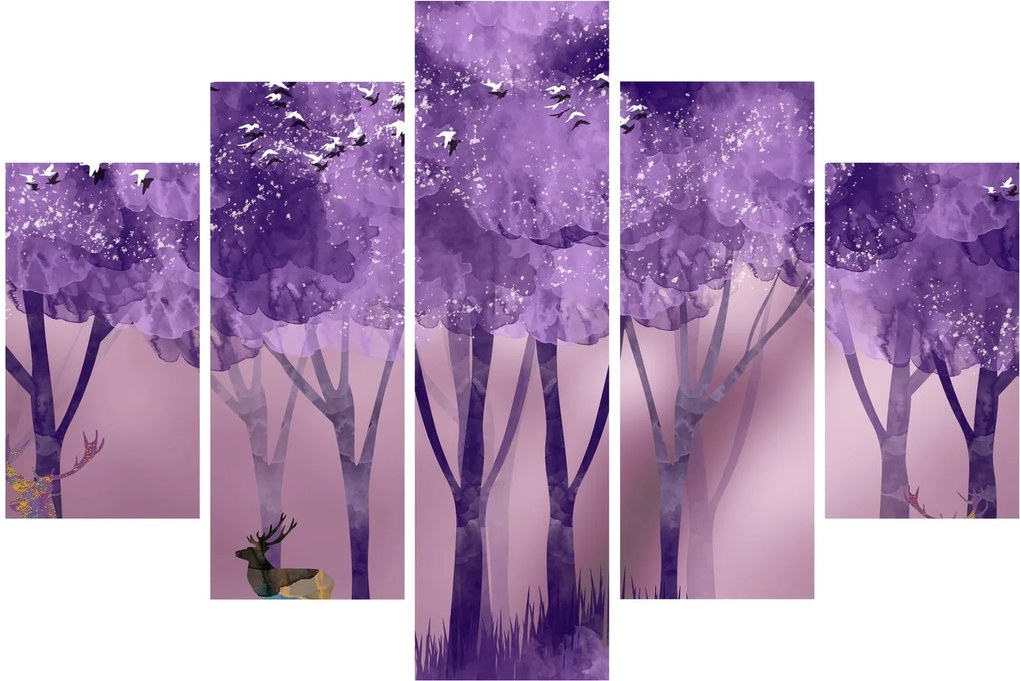 Obraz - Jelene v magickom lese (150x105 cm)