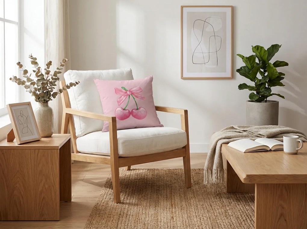 Obliečka na vankúš CHERRIES 45x45 cm, ružová