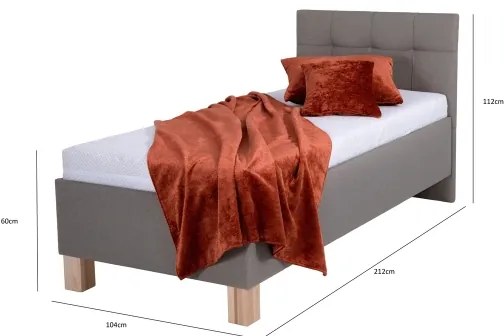 Čalúnená posteľ MARIA ONE 90x200 cm s matracom a úložným priestorom taupe