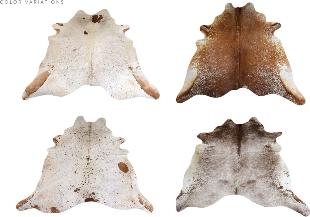 Bielo-hnedý koberec z hovädzej kože Cowhide salt pepper - 200*0,5*240cm/3-4m²