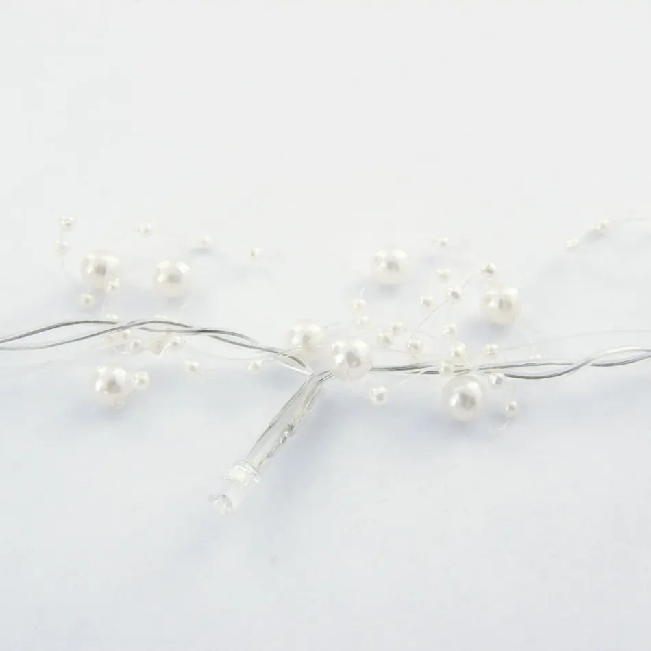 DECOLED LED světelný řetěz na baterie, bílé perly, teple bílá, 10 diod, 1,3 m
