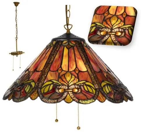Luster do obývačky double chain Tiffany vitráž FIRE Ø40