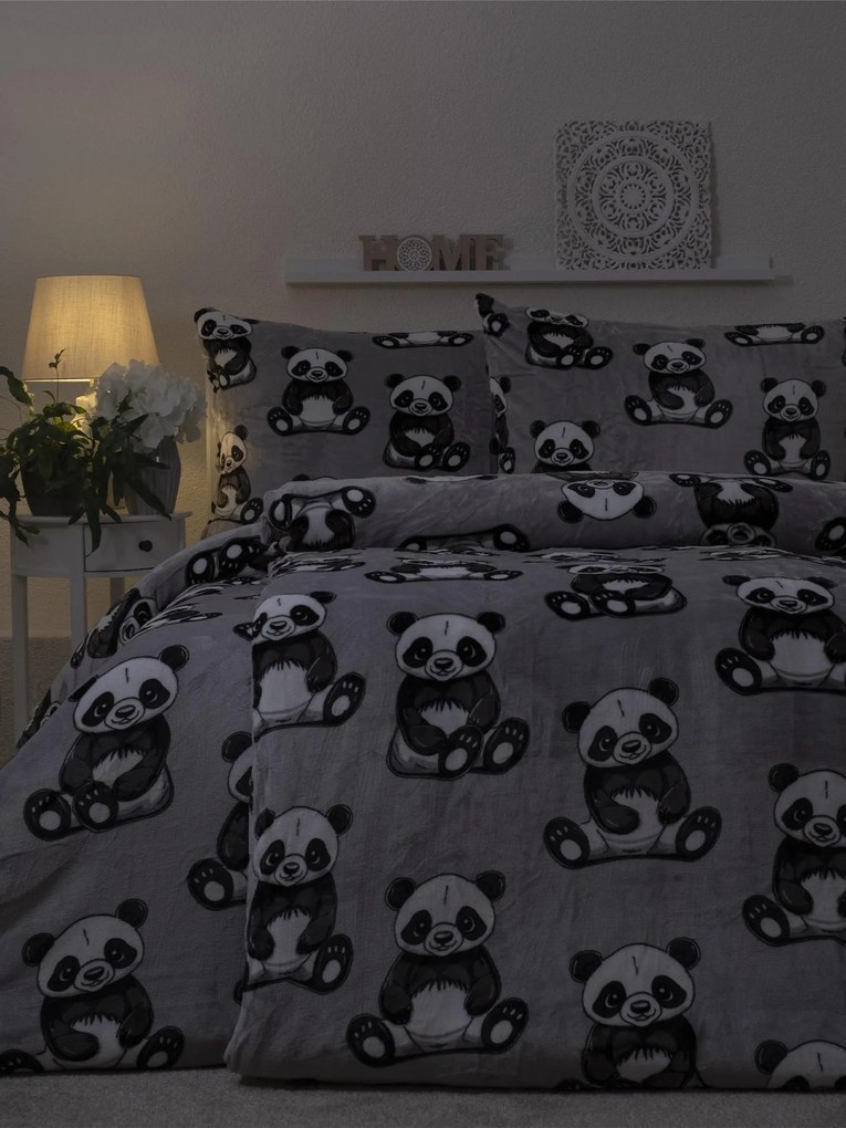 Obliečky mikroplyš Exclusive – Panda 140 × 200 cm, 70 x 90 cm