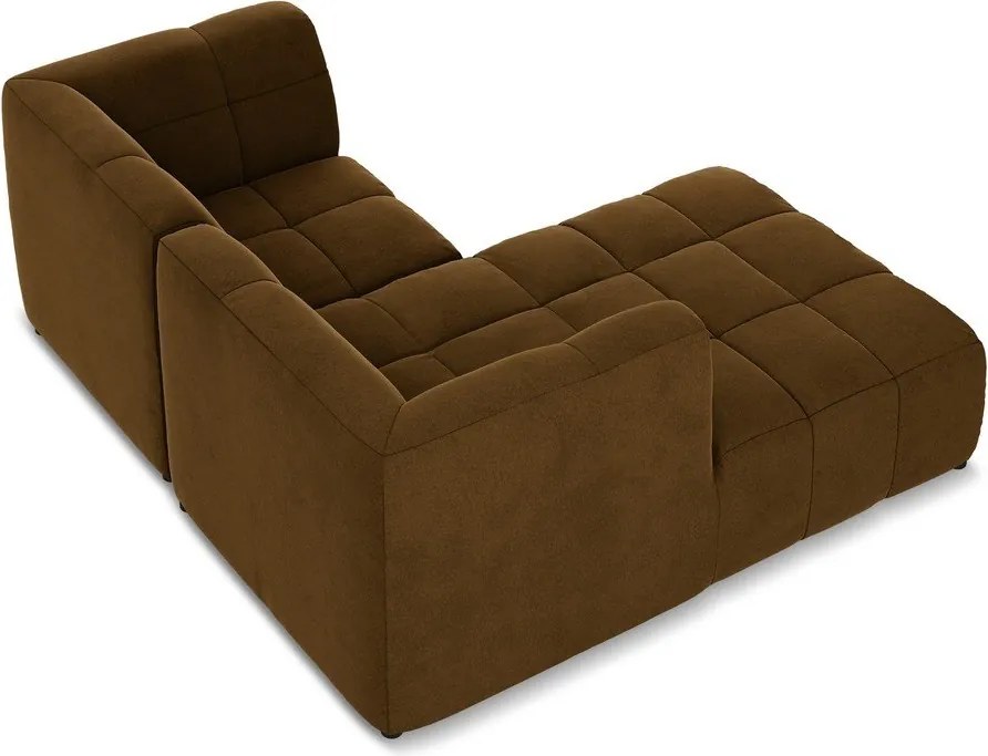 Zamatová rohová pohovka v horčicovej farbe (ľavý roh/s leňoškou) Aloha – Makamii