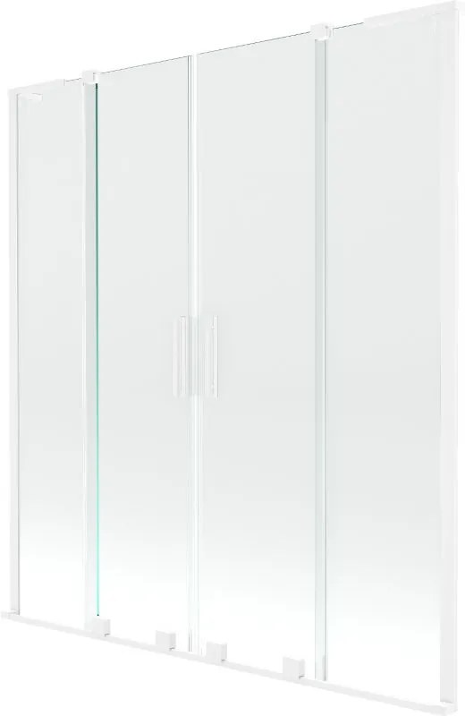 Mexen Velar L Duo, 2-krídlová posuvná vaňová zástena 140 x 150 cm, 8mm číre sklo, biela matná, 896-140-003-02-20