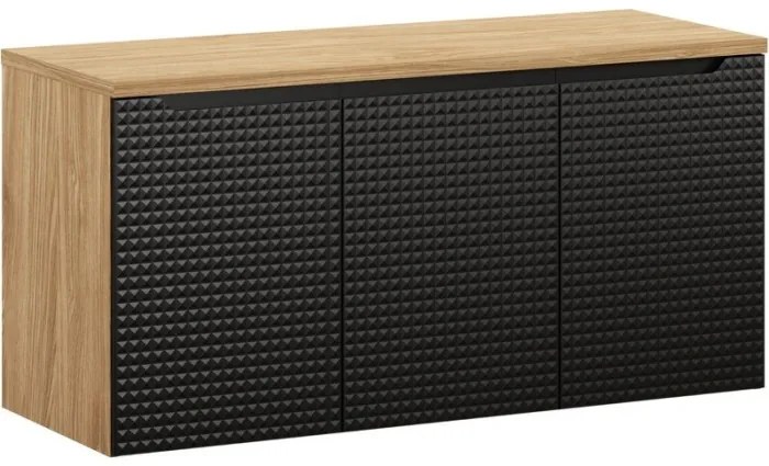 Závesná skrinka Luxor Black s doskou a umývadlami 120 cm dub olejovaný/čierna