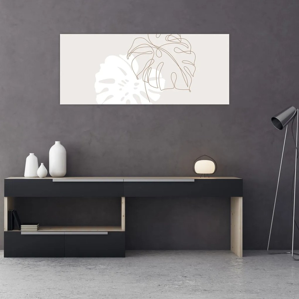 Obraz - Line art monstera N⁰2 (120x50 cm)