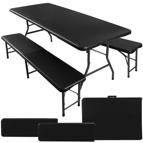 Gardlov Rozkládací zahradní stůl 180 cm + 2 lavice - černý AKCE