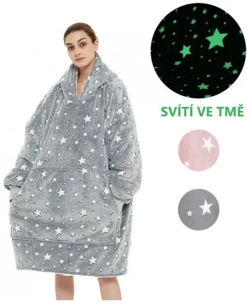 Zaparkorun Deka s rukávmi a kapucňou svietiaca v tme - Ružová