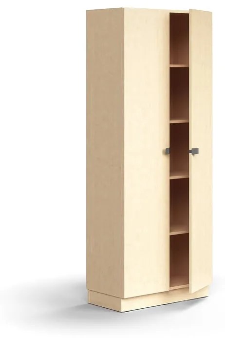 Skriňa QBUS, 4 police, so soklom, s madlom, 2020x800x420 mm, breza