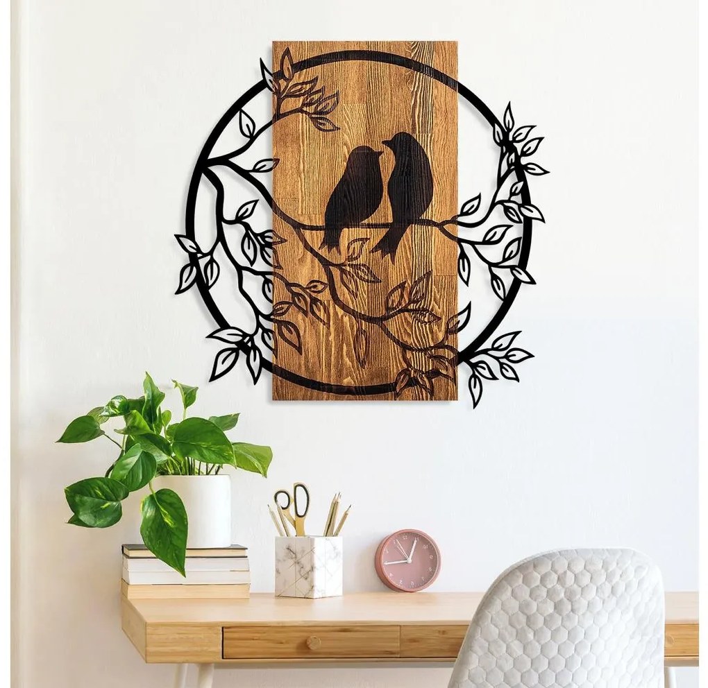 Asir Nástenná dekorácia 59x57 cm vtáci drevo/kov AS1701