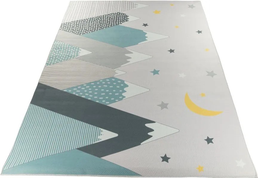 Detský koberec KIDS-336 Crystal Print sivý obdĺžnikový | polyester Rozmer: 80x150 cm