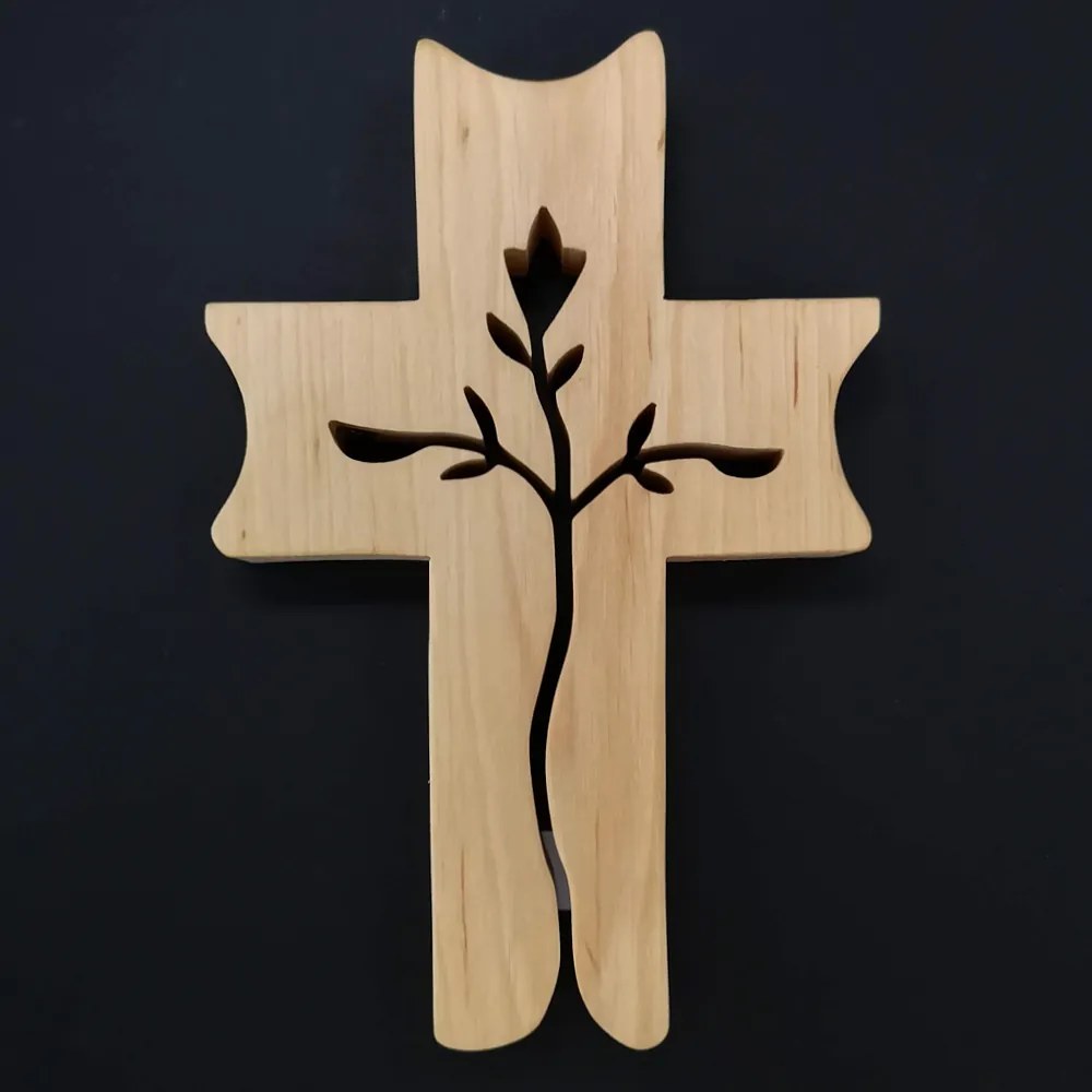 AMADEA Drevený kríž s prierezom v tvare ruže 19 cm
