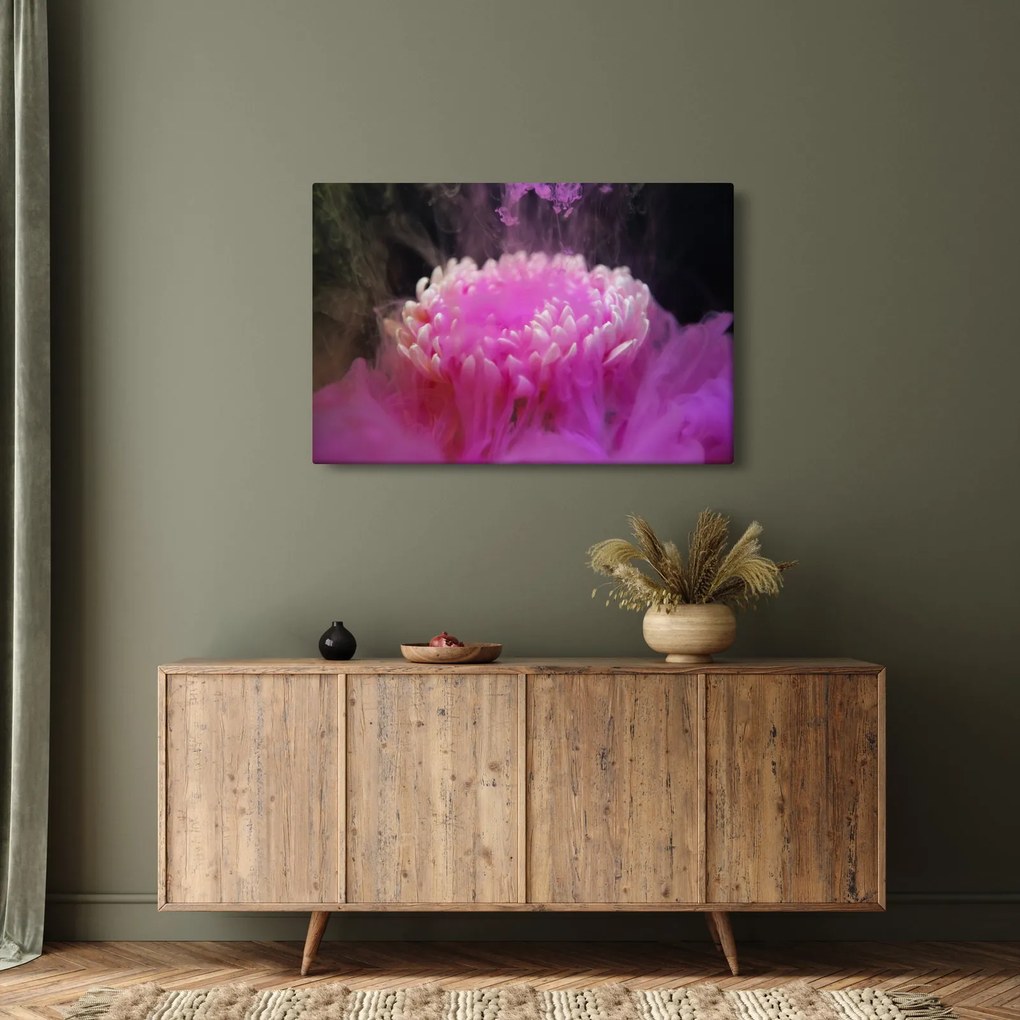 Obraz kvetiny v ružovom dyme (90x60 cm)