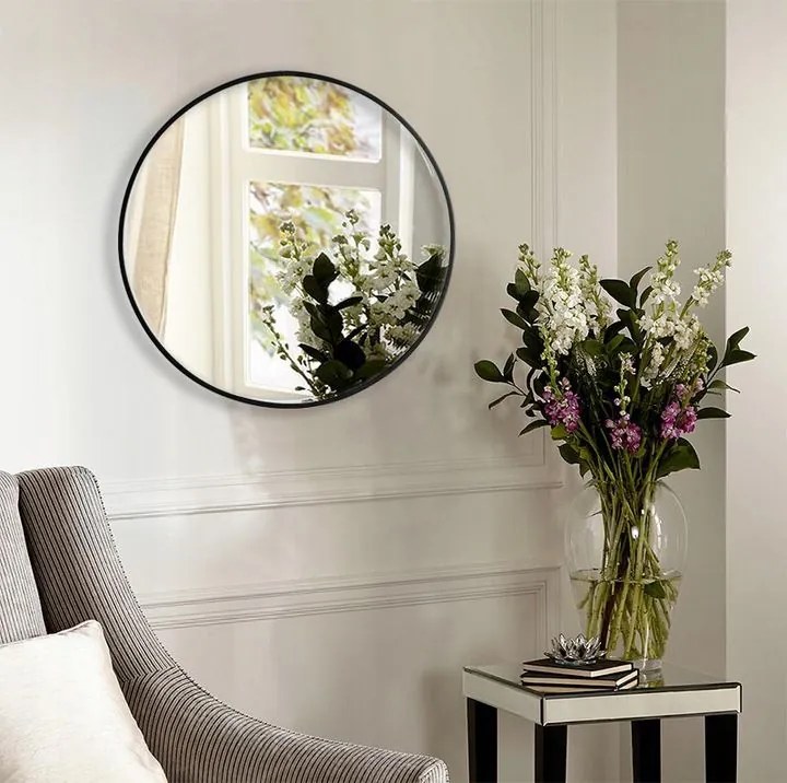 Tutumi, okrúhle zrkadlo s tenkým rámom 50 cm MR18-20500, čierna, HOM-03687