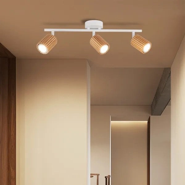 Brilagi - Bodové svietidlo MODERN WOOD 3xGU10/8W/230V kaučukovník/biela