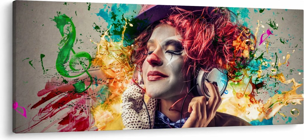 Obraz - Umelkyňa so slúchadlami (120x50 cm)