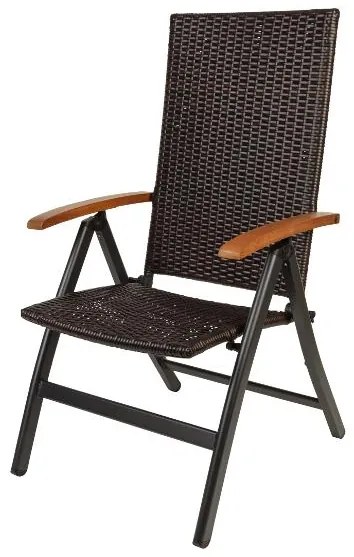 Livarno home Hliníkový záhradný stôl Valencia, hnedý/čierny + Skladacie kreslo Valencia, hnedé, 6 kusov (800008287)