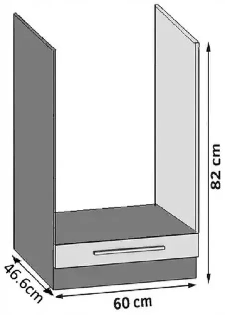 Kuchynská skrinka Belini spodná pre vstavanú rúru 60 cm šedý mat bez pracovnej dosky TOR SDP60/0/WT/SR/0/B1
