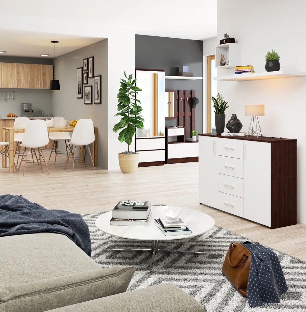 Komoda Torvi K 110 cm wenge/biela