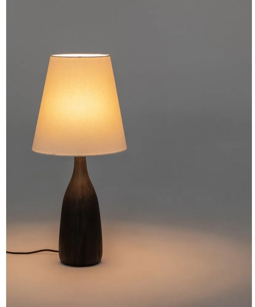 Čierna/krémová stolová lampa s textilným tienidlom (výška 56 cm) Luvia – Kave Home