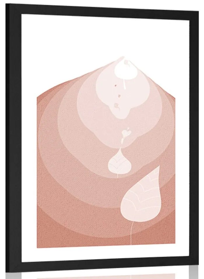 Plagát s paspartou listy odviate vetrom - 30x45 silver