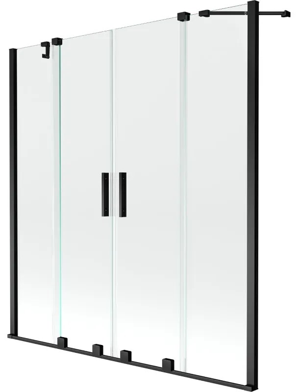 Mexen Velar Duo vaňová zástena dvojkrídlová Posuvný 160 x 150 cm, Priehľadné, Čierny - 896-160-000-02-70