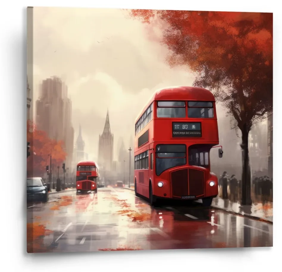 Sablio Obraz Londýn Double-decker 1 - 110x110 cm