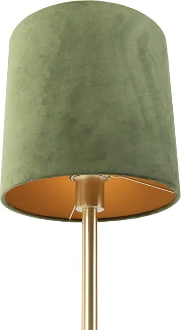 Botanická stolná lampa mosadz s zeleným tienidlom 25 cm - Simplo
