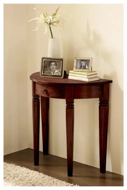 furniture-nabytek.cz - Masívny konzolový stôl Catana z borovice, hnedý, lakovaný – guľatý