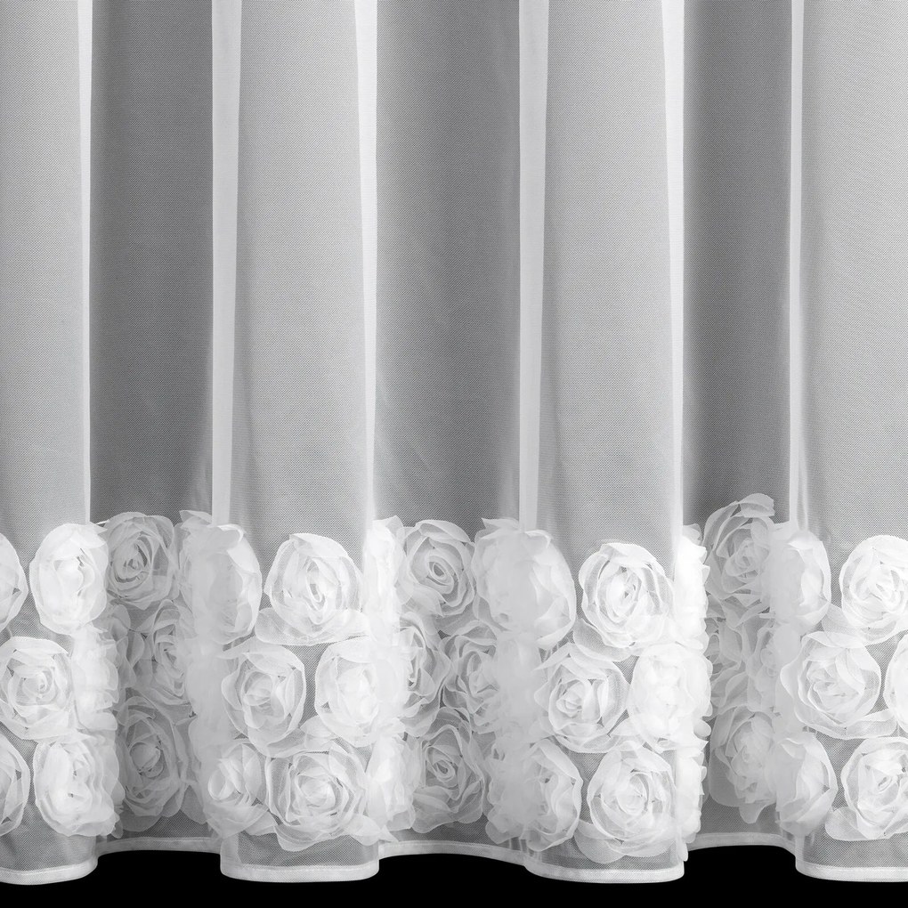 ZÁCLONA NA KRÚŽKOCH EVA MINGE ROSES4 350X160 CM BIELA