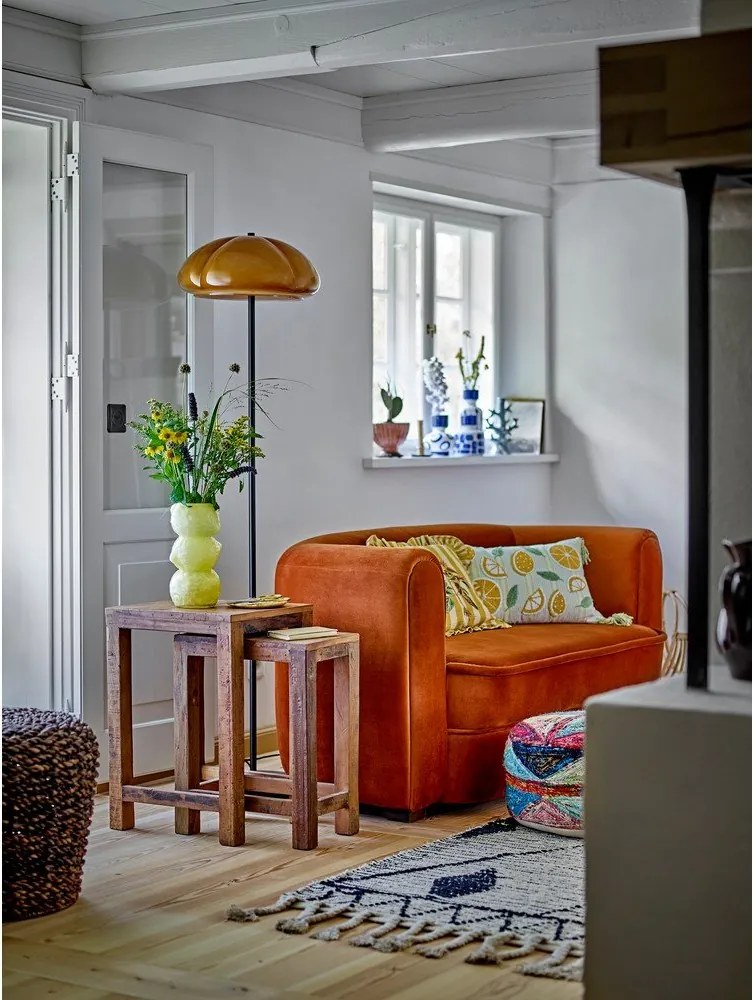 Okrovožltá stojacia lampa so skleneným tienidlom (výška 157 cm) Kinoko – Bloomingville