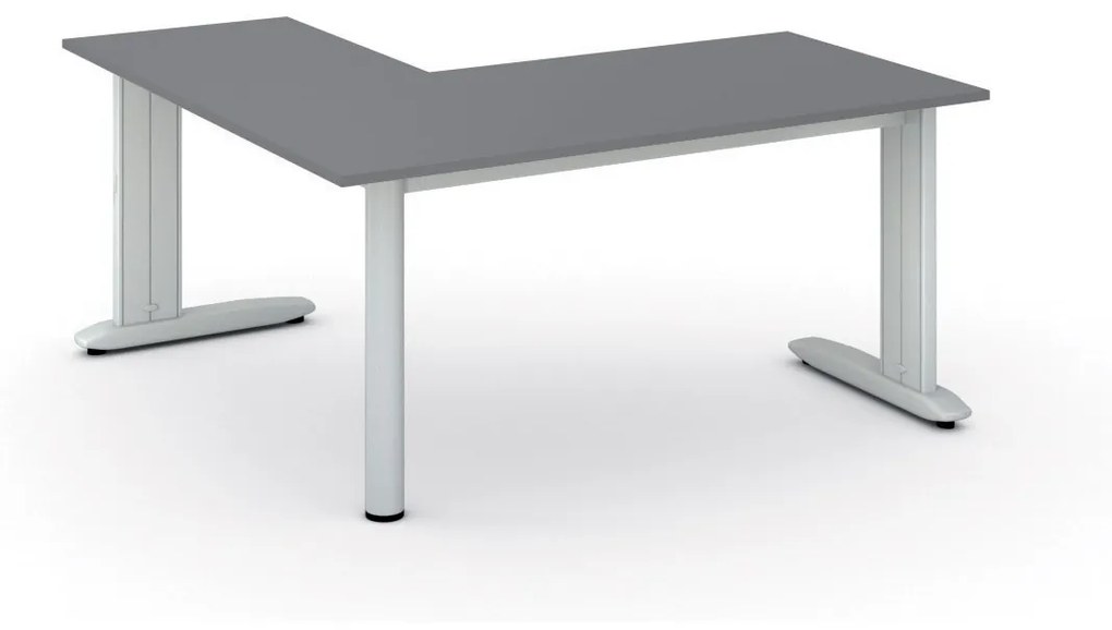 Rohový kancelársky písací stôl PRIMO FLEXIBLE, 1600 x 1600 mm, grafitová