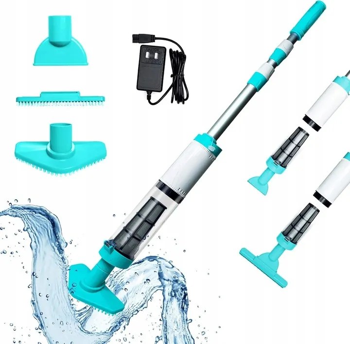 Bezdrôtový Bazénový Vysávač Poolypoly 3V1 S Batériou, Tyrkysový