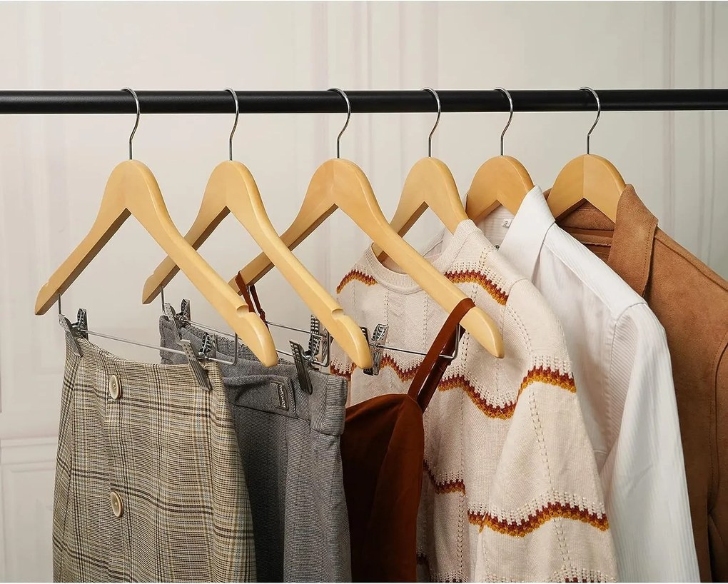 Zeller Present Drevený vešiak na oblečenie s klipom na nohavice a sukne, súprava 3 ks