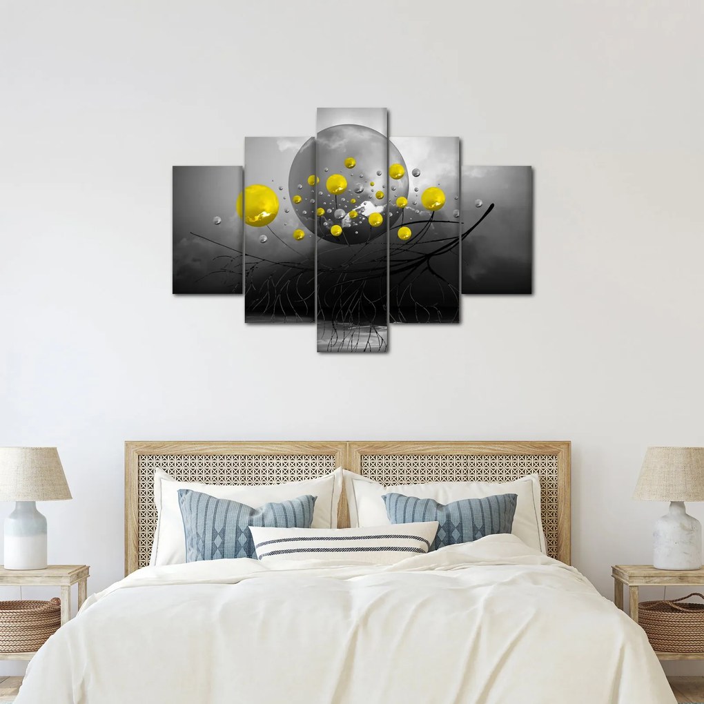 Obraz - žlté abstraktné gule (150x105 cm)