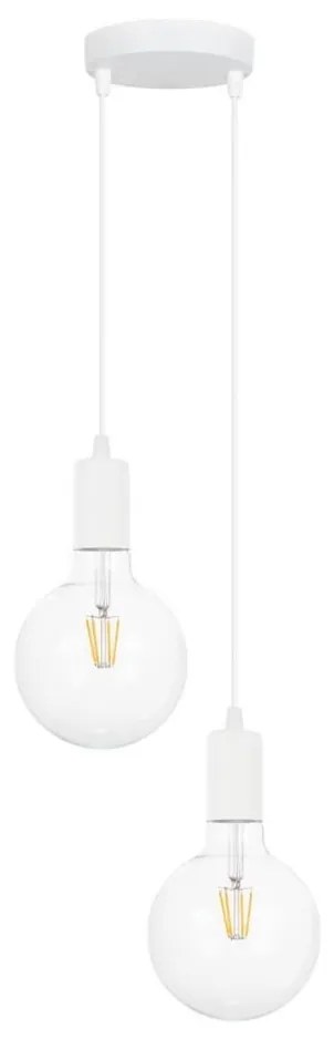 Luster na lanku MIROS 2xE27/60W/230V guľatý biela